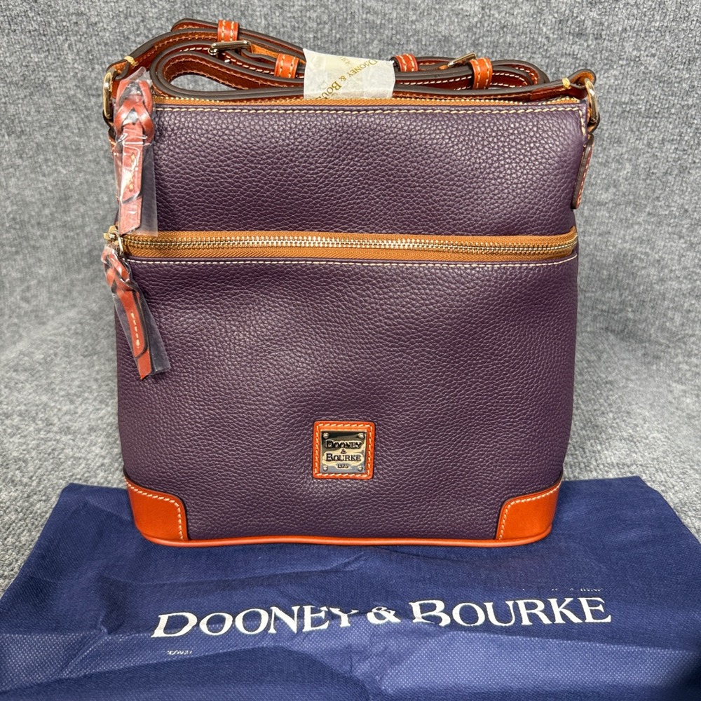 Dooney & Bourke Crossbody Bag Plum Wine Purple Pebble Leather Adjustable Strap